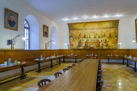 Jerusalem, Israel - November 20, 2021: View of the dining hall, in the Monastery of Saint Saviour (San Salvador), in the Old City of Jerusalem, Israelのeditorial素材