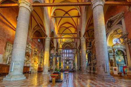 Venice, Italy - February 28, 2022: View of the interior of the Basilica dei Santi Giovanni e Paolo, in Venice, Veneto, Northern Italyのeditorial素材