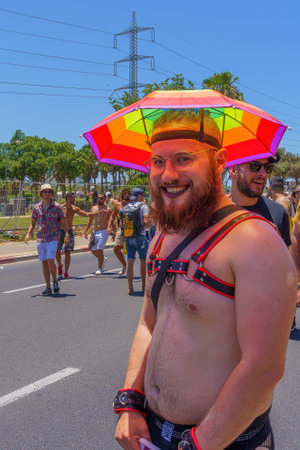 Tel-Aviv, Israel - June 10, 2022: Various people march and take part in the annual Pride Parade of the LGBTQ+ community. Tel-Aviv, Israelのeditorial素材