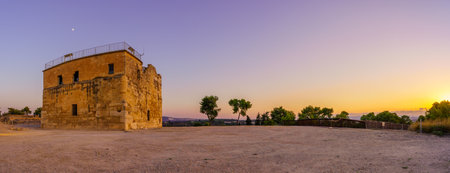 Sunset panorama of the Crusader Castle, in Tzipori National Park, Northern Israel