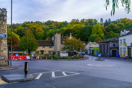 Nailsworth, UK - October 17, 2022: View of the town central square in Nailsworth, the Cotswolds region, England, UKのeditorial素材