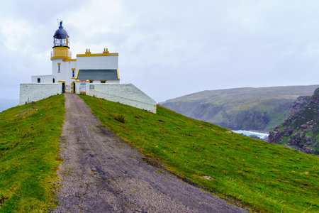 Stoer, UK - October 02, 2022: View of the Stoer Lighthouse, in the Highlands, Scotland, UKのeditorial素材