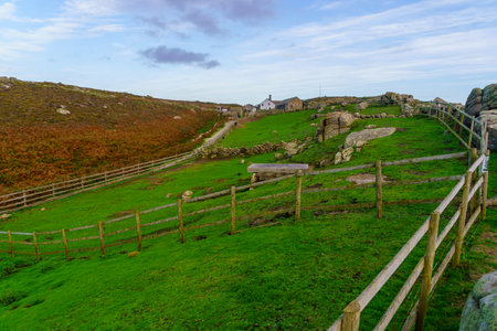 View of countryside in the Lands End, in Cornwall, England, UKの写真素材