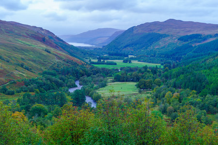 View of the Corrieshalloch Gorge landscape, in Highlands, Scotland, UKの写真素材
