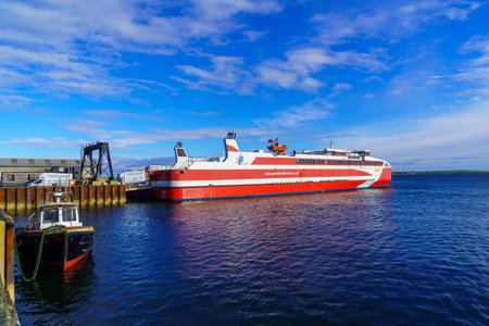 St Margarets Hope, UK - October 05, 2022: Port and ferry scene, in St Margarets Hope, Orkney Islands, Scotland, UKのeditorial素材