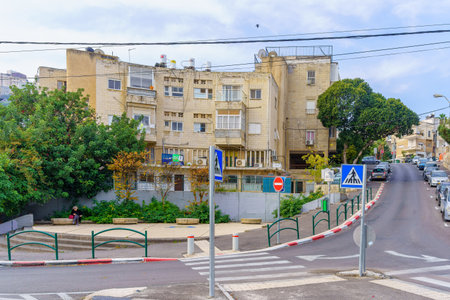Haifa, Israel - December 23, 2022: View of the street and buildings, in Hadar HaCarmel neighborhood, Haifa, Israelのeditorial素材