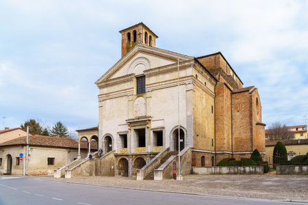 Mantua, Italy - February 27, 2023: View of the San Sebastiano Church (Tempio Leon Battista Alberti), in Mantua (Mantova), Lombardy, Northern Italyのeditorial素材