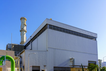 Haifa, Israel - May 04, 2023: View of an active power station, in the historic power station compound, Haifa, Israelのeditorial素材