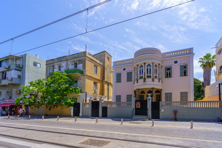 Tel-Aviv, Israel - May 21, 2023: View of the Jerusalem Boulevard, with restored old buildings, locals and visitors, in Jaffa, now part of Tel-Aviv-Yafo, Israelのeditorial素材