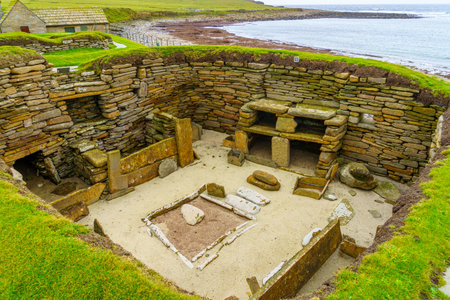 Stromness, UK - October 04, 2022: View of the Skara Brae Prehistoric Village, in Mainland Orkney, Scotland, UKのeditorial素材