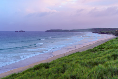 Sunrise view of the St Ives Bay, in Cornwall, England, UKの写真素材