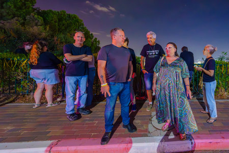 Haifa, Israel - November 09, 2023: Singing Lullaby to children hostages in Gaza (kidnapped by Hamas), near the house of a coalition MP. Haifa, Israelのeditorial素材