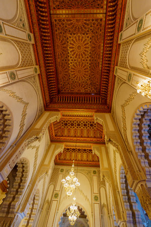 Casablanca, Morocco - March 30, 2023: View of the interior of Hassan II Mosque, in Casablanca, Moroccoのeditorial素材