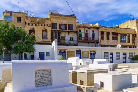Fes, Morocco - March 31, 2023: View of tombstones in the Jewish Cemetery, in Fes, Moroccoのeditorial素材
