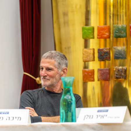 Haifa, Israel - November 14, 2023: Gen (ret) and politician Yair Golan, in a meeting about leadership in war time. Haifa, Israelのeditorial素材