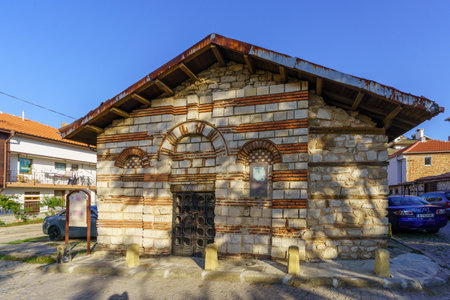 Nesebar, Bulgaria - September 20, 2023: View of the Saint Theodore Church, in the old town of Nesebar, Bulgariaのeditorial素材