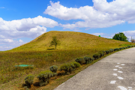 View of the Thracian Tomb of Sveshtari, ancient tomb in northeastern Bulgariaの写真素材