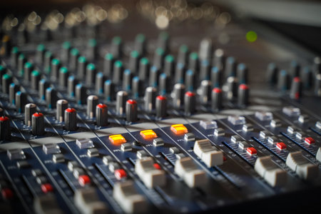 buttons equipment for sound mixer control, equipment for sound mixer control, electronic device.の写真素材