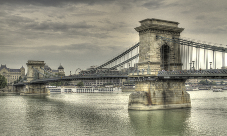 Chain Bridge Budapest in Hungary shot in HDRの写真素材