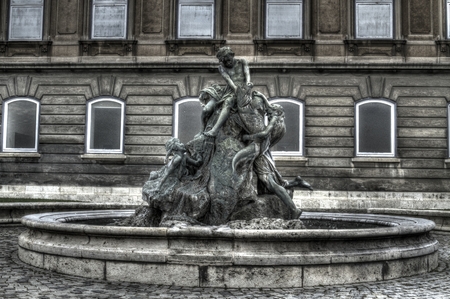 Fishing Children statue in Buda Castle in Hungary shot in HDRの写真素材