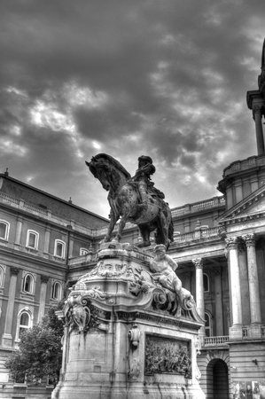 Horseherd statue in Buda Castle in Hungary shot in HDRの写真素材