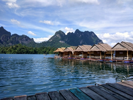 Raft house in the lakeのeditorial素材