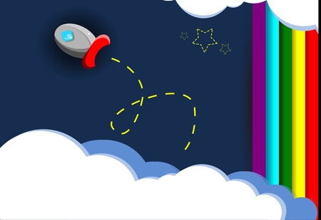 Rainbow sky rocketのイラスト素材