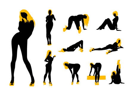 Collection of high quality women silhouettes illustrationのイラスト素材