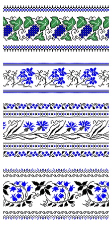 illustrations of ukrainian embroidery ornaments, patterns, frames and borders.のイラスト素材