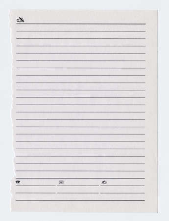 White notebook paper sheet torn from notebookの写真素材