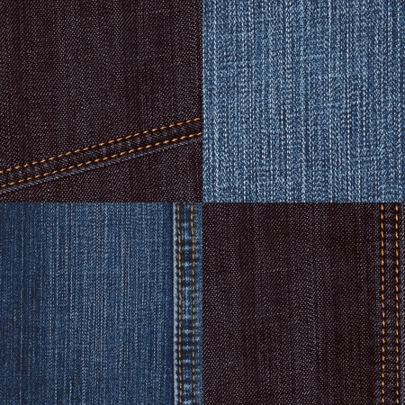 Set of denim background. Two black and two blue jeans textures.の写真素材