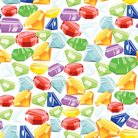 Colorful gemstone seamless pattern on white background. EPS8 vector illustration.のイラスト素材