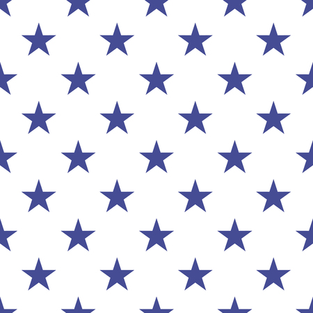 Patriotic USA seamless pattern. American flag symbols and colors. Background for 4th july USA independence day. Blue stars on white backdrop.のイラスト素材