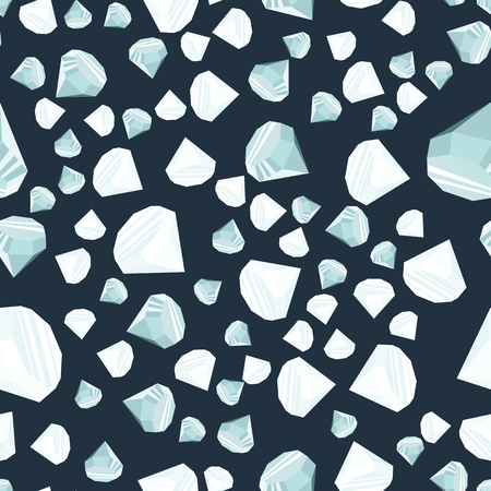Diamonds randomly placed over dark background seamless pattern. Crystal clear brilliant jewels repeating texture. EPS8 vector illustration.のイラスト素材