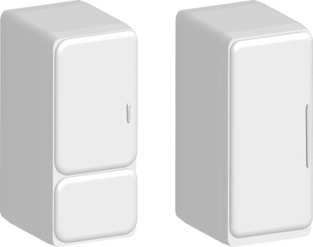 set of white household refrigerators in realistic 3D style isolated on transparent backgroundのイラスト素材