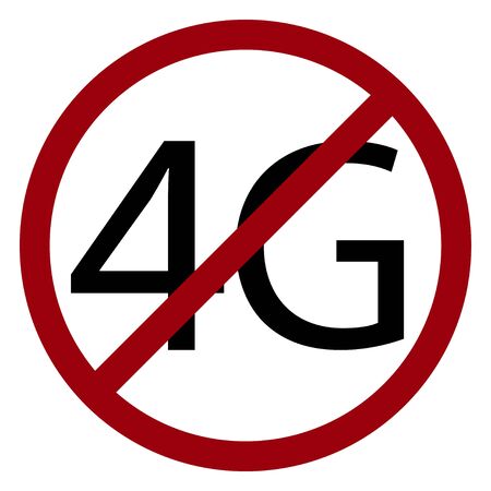 no 4G network sign, vector icon black and red colors