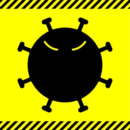 illustration graphic vector, biohazard sign with virus and quarantine zones line on yellow backgroundのイラスト素材