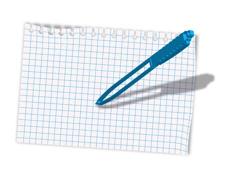 notepad sheet and sketchy ballpoint pen. Original template for daily notes. Reminder, design element. Isolated realistic vectorのイラスト素材