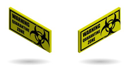 isometric yellow biohazard sign and quarantine zones on transparent backgroundのイラスト素材