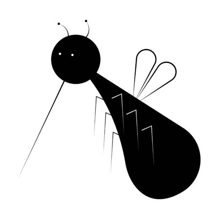Icon, disgusting fat mosquito. Harmful insect, disease vector. Black white isolated vectorのイラスト素材