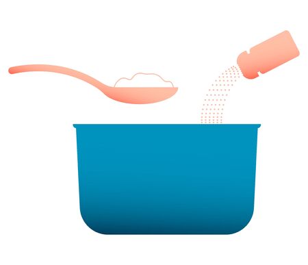 icon, infographics. Packaging design element. Salt and sugar are poured into the pan. Part of a set of cooking icons. Vectorのイラスト素材