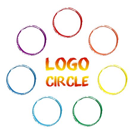 rainbow color circles for logos. Imitation of a paint painting. Isolated vector on white backgroundのイラスト素材