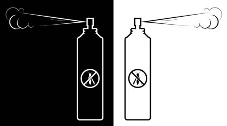icon, spray bottle insect repellent. Fighting dangerous parasites. Isolated black white vectorのイラスト素材