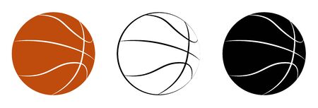 set of basketball ball icons in different styles. Team sports, active lifestyle. Isolated vector on white backgroundのイラスト素材