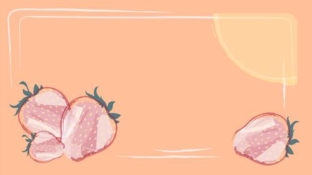 mock up horisontal flyer with strawberries in pastel colors. Menu page, postcard. Vectorのイラスト素材