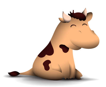 happy little bull is symbol of 2021 on the chinese calendar. Satisfied smile on face. New Year in good mood. Funny animals. Vectorのイラスト素材