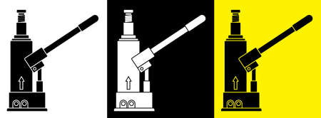 Hydraulic car jack icons. Car belt in repair shops. Increased lift. Lifting transport to change wheels. Vectorのイラスト素材