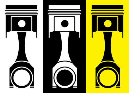 car engine piston. Engine operation, oil change, car service inspection in workshop. Icon in flat styleのイラスト素材