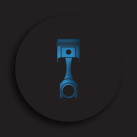 car engine piston in neomorphism style on dark background. Engine operation, oil change, car service inspection in workshop. Vectorのイラスト素材