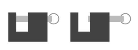 locks in open and closed position in gray colors on a white background. Isolated vectorの写真素材